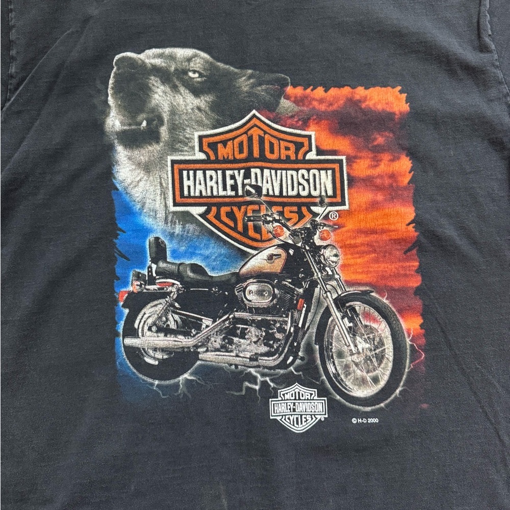 Harley Davidson Motorcycles Vintage 2000 Y2K T-Shirt - Size L/XL - Black Graphic - Picture 5 of 8